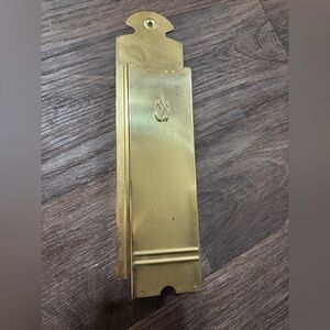 Vintage Mid Century Brass Fireplace Tall Matchbox Holder Wall Hanging